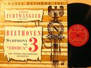 RARE Urania URLP 7095 Furtwangler - Beethoven No.3 EROICA  WITHDRAWN VG++ TO NM