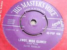 Elvis Presley HMV original 45 lawdy miss clawdy pop 408