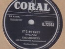 BUDDY HOLLY / THE CRICKETS - It's So Easy / Lonesome Tears 78 rpm disc (A++)