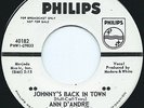 ANN D'ANDRE - HEAR IT - 1964 DJ - JOHNNY'S BACK IN TOWN / HE'S THE BOY