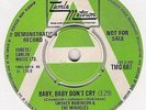SMOKEY ROBINSON & THE MIRACLES - BABY, BABY DON'T CRY - ORIG G/W DEMO-TMG815 EX