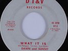 Funk/Sweet Soul 45 DAWN AND SUNSET What It Is D T & V HEAR