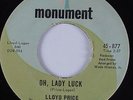 Northern Soul 45 LLOYD PRICE Oh, Lady Luck MONUMENT HEAR