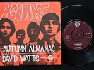 KINKS David Watts / Autumn Almanac Danish 1965 45 + PS 7