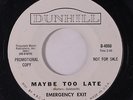 EMERGENCY EXIT: Maybe Too Late / Why Girl 45 (dj, w/ company sleeve, few light