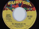 70s Soul Funk Breaks 45 LEROY HUTSON All Because Of You CURTOM HEAR VG+