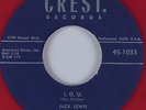 Rockabilly 45 JACK LEWIS IOU CREST HEAR RED WAX