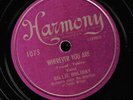 jazz 78 Billie Holiday Wherever You Are It's a Sin To Tell a Lie Harmony 1075
