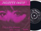 JULIETTE GRECO Il N'y A Plus D'apres b/w Jolie Mome Danish 45PS 1960s