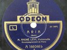 CELLO 78 RPM - ANDRE LEVY: ARIA (BACH) / LE CYGNE (SAINT-SAENS) - ODEON A 166046