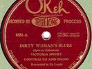Okeh 8351 Victoria Spivey DIRTY WOMAN BLUES St. Louis 1926 w Pierce Gist cornet