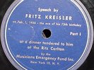Xrare document Speech by Fritz Kreisler on his 75th Birthday,10’’ 2x78rpm E.