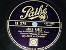 CHARLES ET JOHNNY - Adieu Paris - 78 TOURS Pathé
