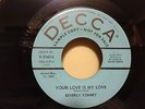BEVERLY KENNEY, JAZZ VOCAL PROMO 45, YOUR LOVE IS MY LOVE, DECCA 30614, 1957