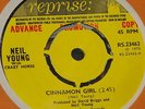 NEIL YOUNG   CINNAMON GIRL b/w DOWN BY THE RIVER   UK DEMO PROMO 7