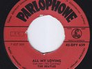 BEATLES All My Loving  Finland 45 MIS-SPELLED Lennen CREDITS finnish 7