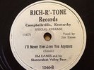 Jim Eanes Shennandoah Valley Rich-R'-Tone 1046 78 rpm Record, Campbellsville, KY