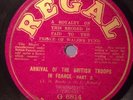 78rpm ARRIVAL OF THE BRITISH TROOPS IN FRANCE g 6814 , descriptive spoken word