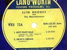 WESTERN SWING: Slim Rhodes - pre-Sun transcriptions on 8