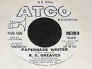 BEATLES Soul Single 45 rpm PAPERBACK WRITER R.B. Greaves WHITE LABEL Mono / STER