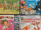 4 vinyl records books: Popeye, Winnie Pooh / Tigger, Johnny Appleseed, Pinocchio