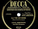 LOUIS ARMSTRONG and his Orchestra on 1950 Decca 27113 - La Vie En Rose