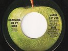 JAMES TAYLOR -Carolina ON My Mind- 1969 CANADIAN Apple 45  WITHDRAWN THE BEATLES