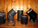 7 piece LOG BURNER/AGA etc ENAMEL multi fuel FLUE pipes plus two bands inc DOOR
