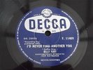 BILLY FURY I'D NEVER FIND ANOTHER YOU 1962 RARE INDAIN PRESSING 78 RPM RECORD