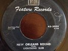 BLUES 45rpm  Lightning Slim NEW ORLEANS BOUND  1954 1st pressing on Feature 3008