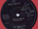 PINK FLOYD - 'SEE EMILY PLAY'/'SCARECROW'. COLUMBIA DB 8214. CLASSIC PSYCHEDELIA