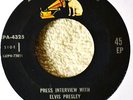 Elvis Presley Sails 45 EP EPA 4325 Record Only Press Interview with Army Time