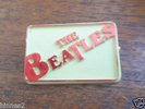 THE BEATLES 1960's YELLOW AND RED PLASTIC RECTANGULAR  BROOCH-BADGE-PIN