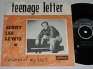 Mega rare Jerry Lee Lewis single 45 Teenage letter Danmark UK Export Exc/Exc