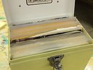 Vintage PLATTER PAK metal record case   w/50 BEATLES (and related) 45 RPMs