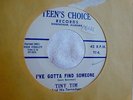 RARE  ROCKABILLY TINY TIM & HIS TORNADOES : TEEN'S CHOICE TC 8 45 RPM  RECORD