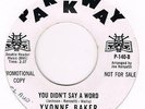Parkway YVONNE BAKER You didn't say a word Classic northern soul oldie