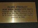 ELVIS PRESLEY - BLUE SUEDE SHOES / TUTTI FRUTTI -Gold Metallic Engraved Plaque