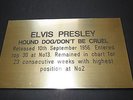ELVIS PRESLEY -HOUND DOG / DON'T BE CRUEL -Gold Metallic Engraved Plaque(5