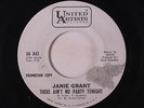 JANIE GRANT: There Ain't No Party Tonight / I Shouldn't Care 45 (dj, label tear