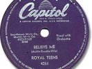 Rare ROYAL TEENS Doo Wop/Rock'N Roll 78 RPM Record. Believe Me/Little Cricket