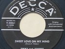 Rockabilly Bopper 45 – JIMMY AND JOHNNY – Sweet Love On My Mind – DECCA  VG+
