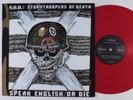 S.O.D. STORMTROOPERS OF DEATH Speak English Or Die RED WAX reissue LP VG++