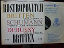 Rostropovitch Britten Debussy Cello  Decca SXL 2298 Wide Band Grooved Ex/Ex