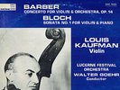 NM S BARBER + ERNEST BLOCH SONATA NO 1 : PINA POZZI PIANO + LOUIS KAUFMAN VIOLIN