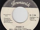 Funk Soul 45 - Rev. Carlton Coleman - Share It - Brunswick - mp3