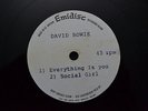 DAVID BOWIE - ACETATE - EVERYTHING IS  YOU / SOCIAL GIRL - 10