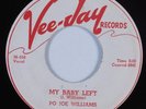 Blues 45 PO JOE WILLIAMS My Baby Left VEE JAY HEAR