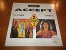 ACCEPT I'M A REBEL / BREAKER UK 2LP SET 1989 CASTLE GREEK RELEASE HYPE STICKER