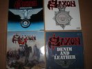 Saxon 4 LPs Denim And Leather, Wheels Of Steel, Crusader, Strong Arm Of The Law